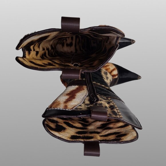 Roberto Cavalli Signature Pony Hair Calfskin Jaguar Print Boots 36 with Box - Picture 8 of 16